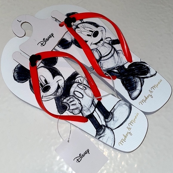 🆕 Disney Ltd Edtn Womens L (9/10) Mickey & Minnie Animators Sketch Icon Sandals - Picture 6 of 6